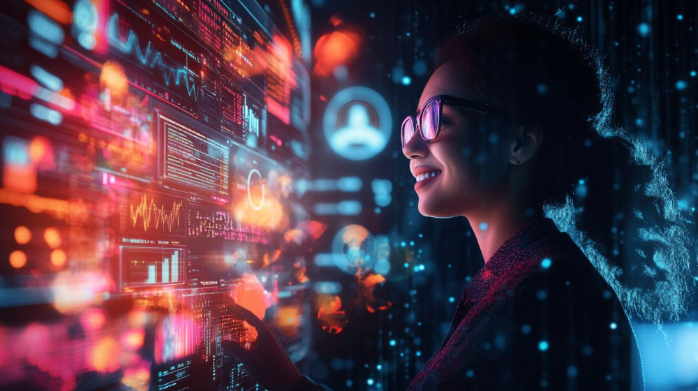 Женщина анализирует данные CRM для улучшения продаж